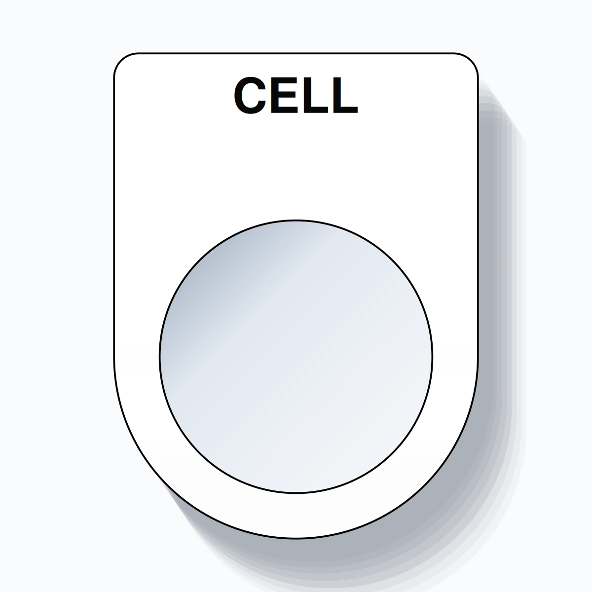 22mm Ring Tag – CELL, Single-Line Slim, Black on White
