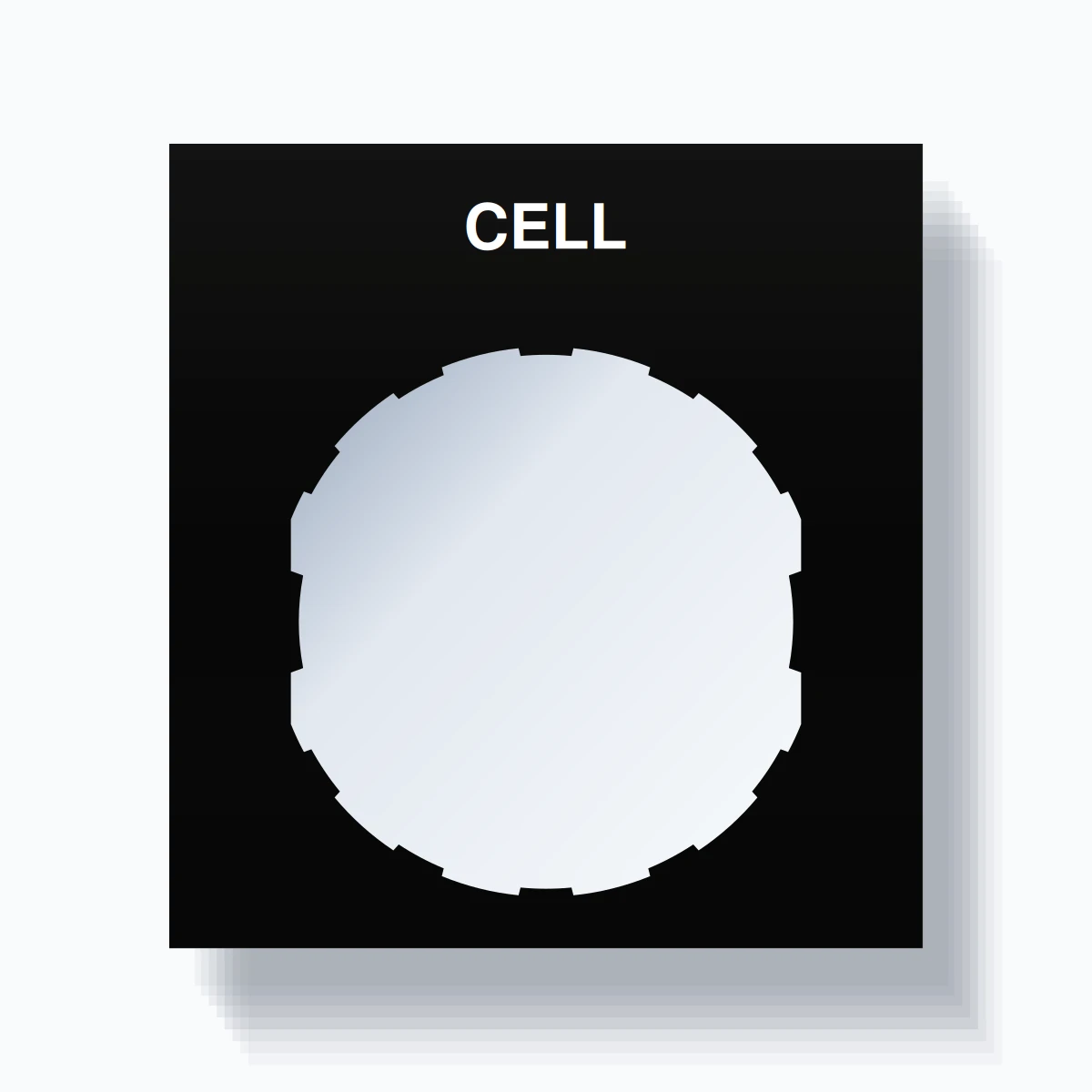 22mm Ring Tag – CELL, Single-Line Square, Schneider Electric Compatible, White on Black