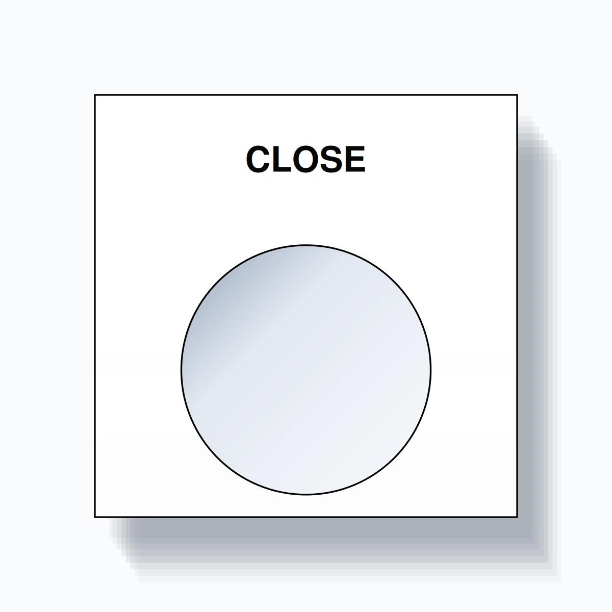 22mm Ring Tag – CLOSE, Single-Line Square, Black on White