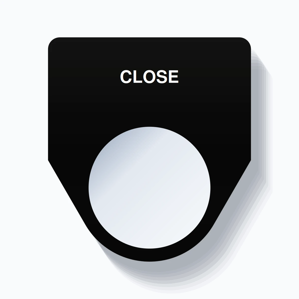 22mm Ring Tag – CLOSE, Single-Line Traditional, White on Black