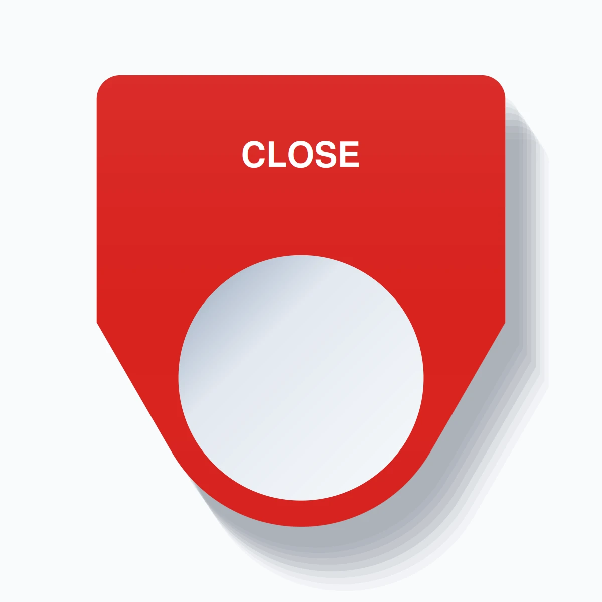 22mm Ring Tag – CLOSE, Single-Line Traditional, White on Red