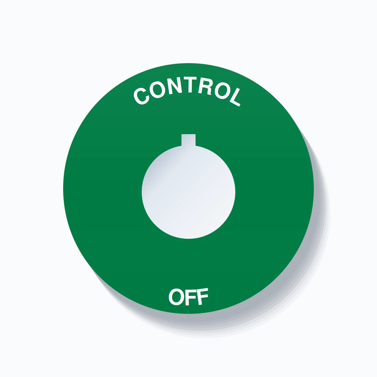 22mm Ring Tag – CONTROL OFF, Single-Line 60mm Round, Allen-Bradley Compatible, White on Green