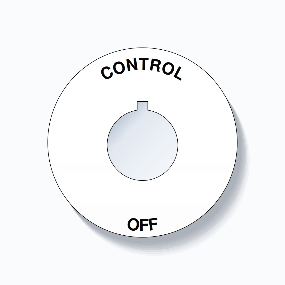 22mm Ring Tag – CONTROL OFF, Single-Line 60mm Round, Allen-Bradley Compatible, Black on White