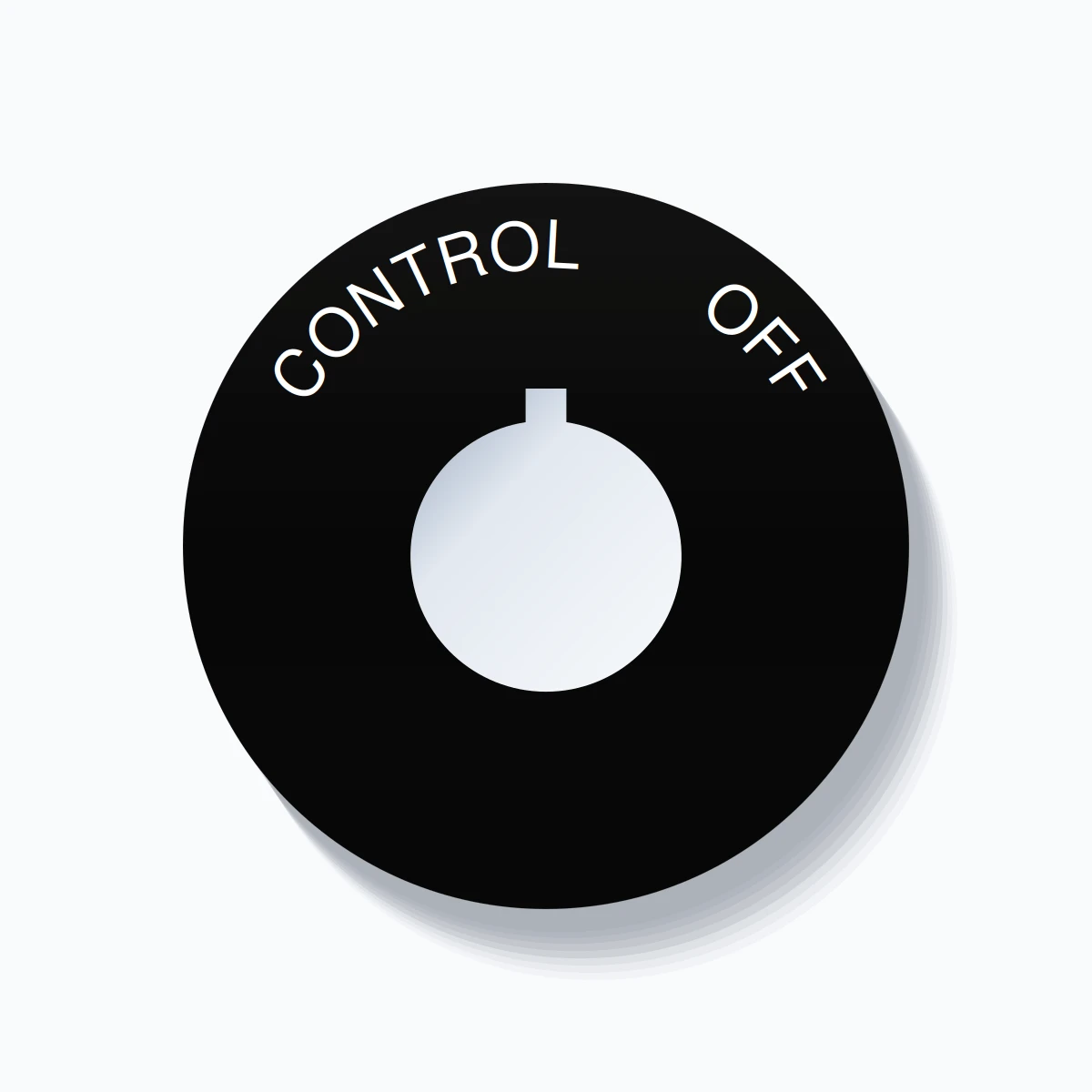 22mm Ring Tag – CONTROL       OFF, Single-Line 60mm Round, Allen-Bradley Compatible, White on Black