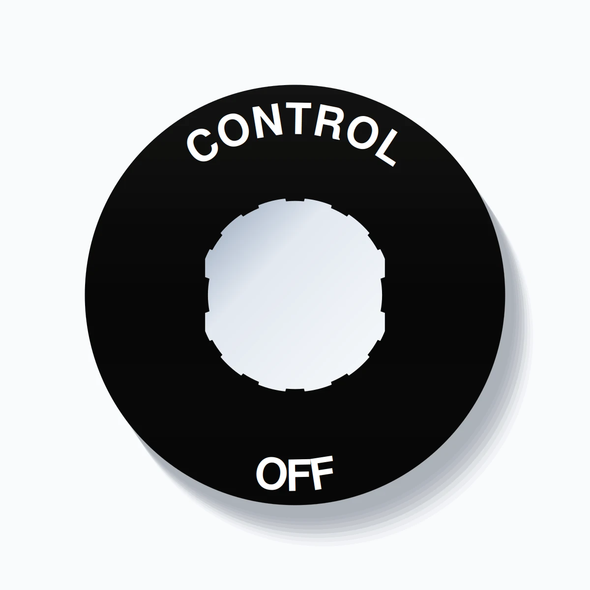22mm Ring Tag – CONTROL OFF, Single-Line 60mm Round, Schneider Electric Compatible, White on Black