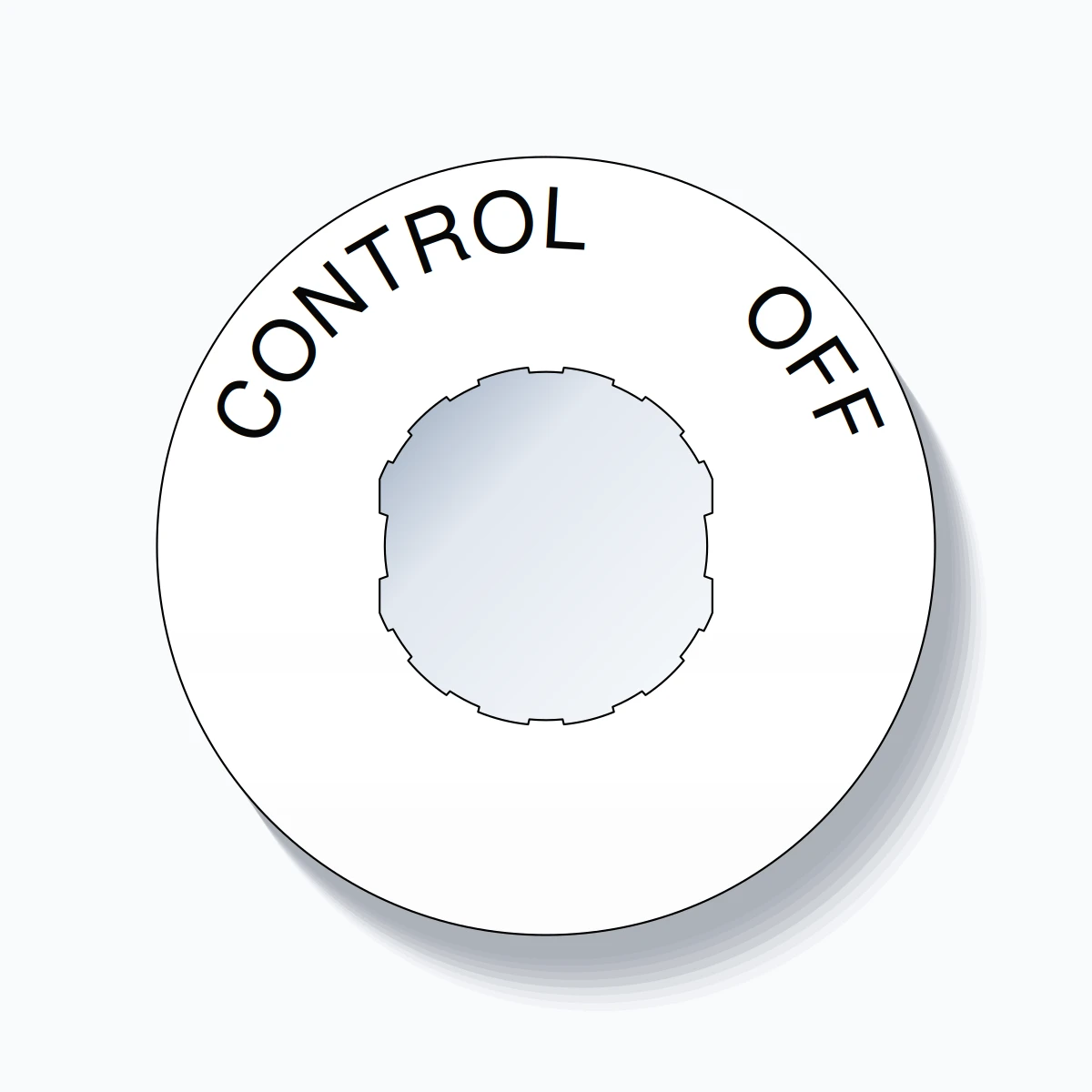 22mm Ring Tag – CONTROL       OFF, Single-Line 60mm Round, Schneider Electric Compatible, Black on White