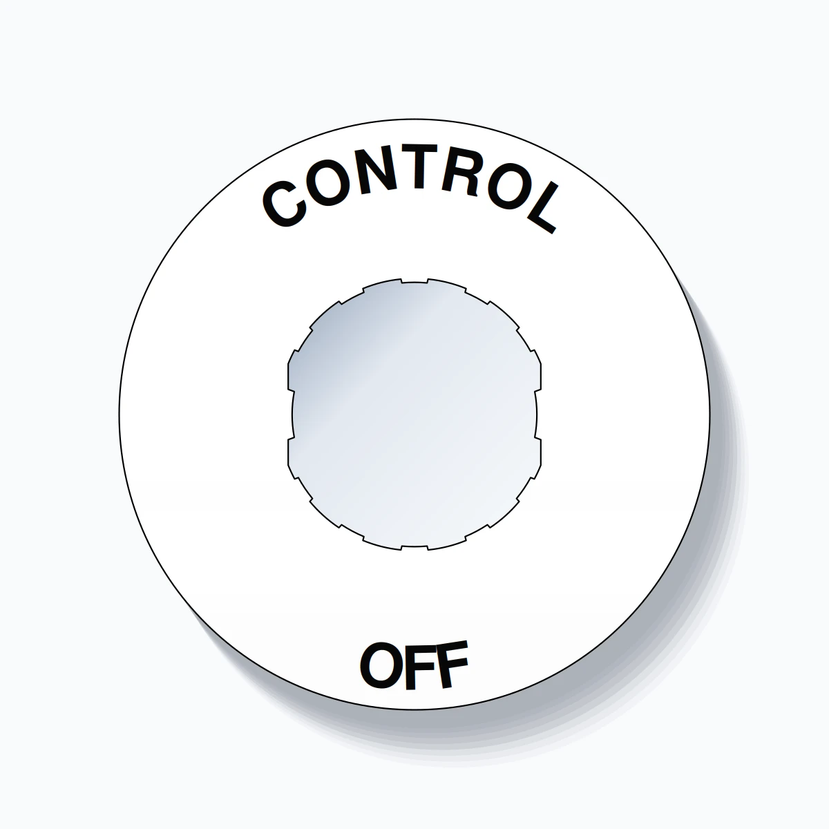 22mm Ring Tag – CONTROL OFF, Single-Line 60mm Round, Schneider Electric Compatible, Black on White