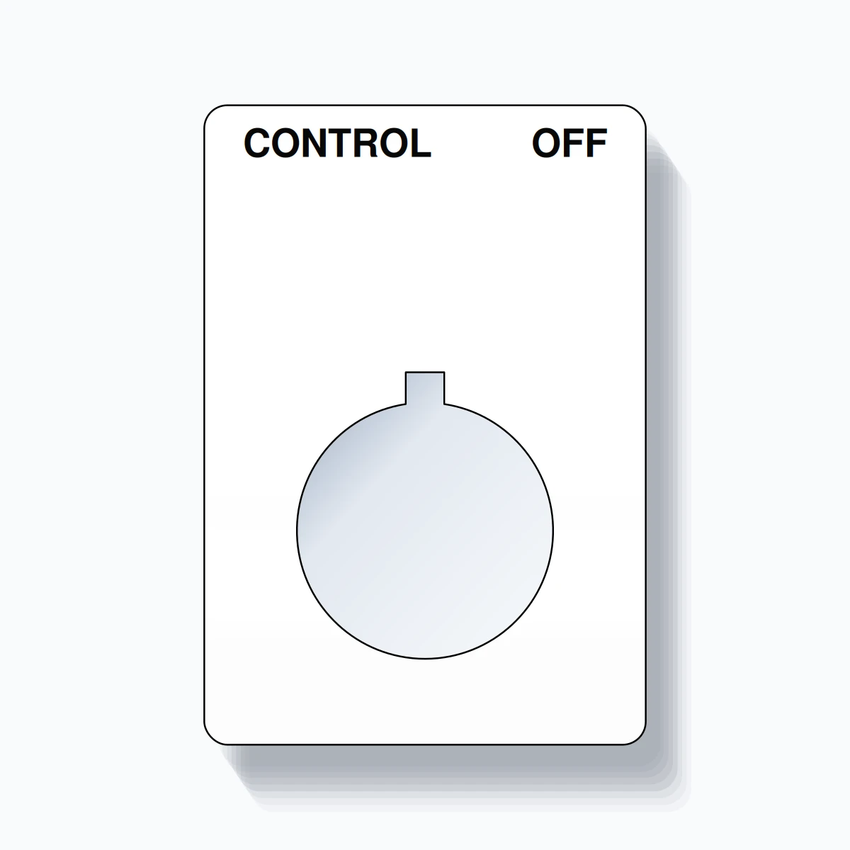 22mm Ring Tag – CONTROL OFF, Two-Line Rounded, Allen-Bradley Compatible, Black on White