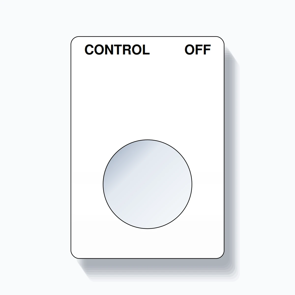 22mm Ring Tag – CONTROL OFF, Two-Line Rounded, Black on White