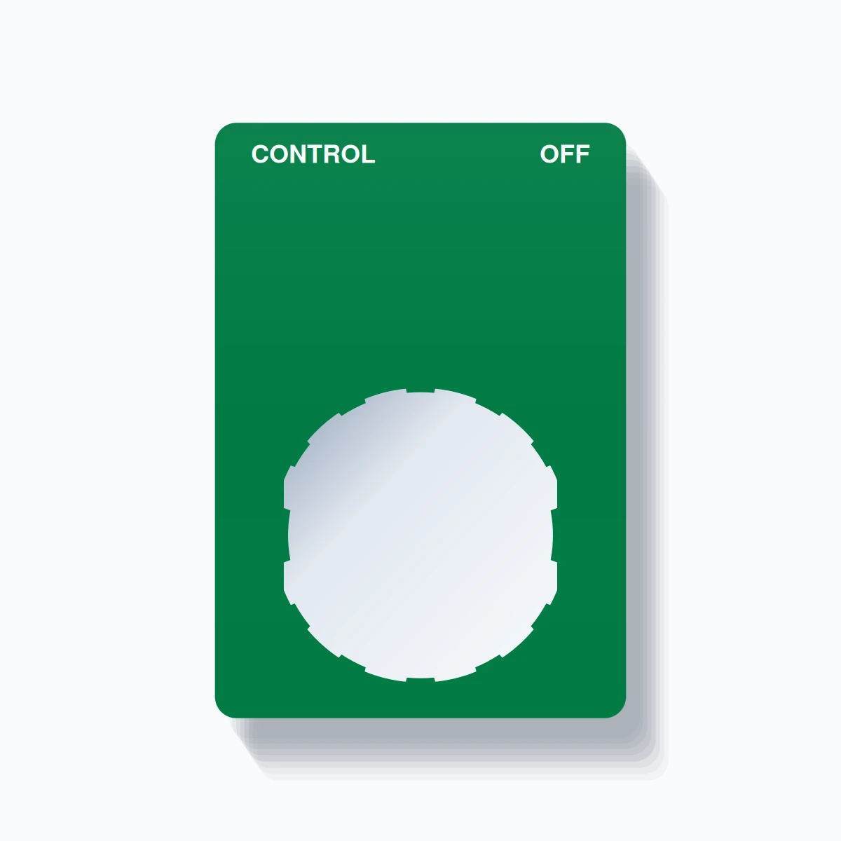 22mm Ring Tag – CONTROL OFF, Two-Line Rounded, Schneider Electric Compatible, White on Green