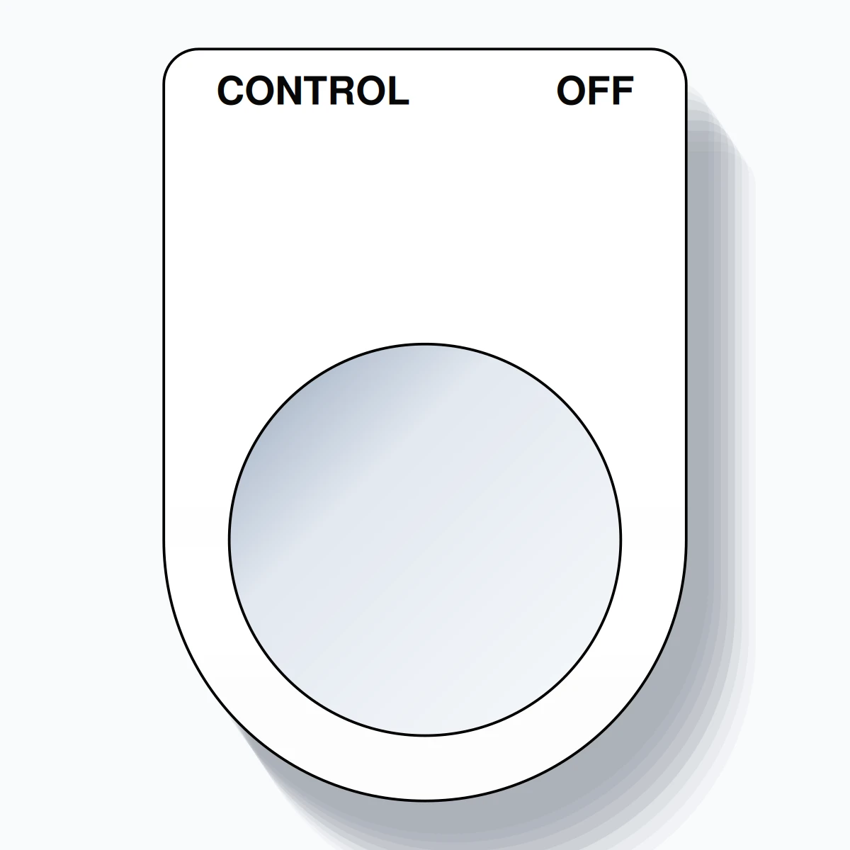 22mm Ring Tag – CONTROL OFF, Two-Line Slim, Black on White