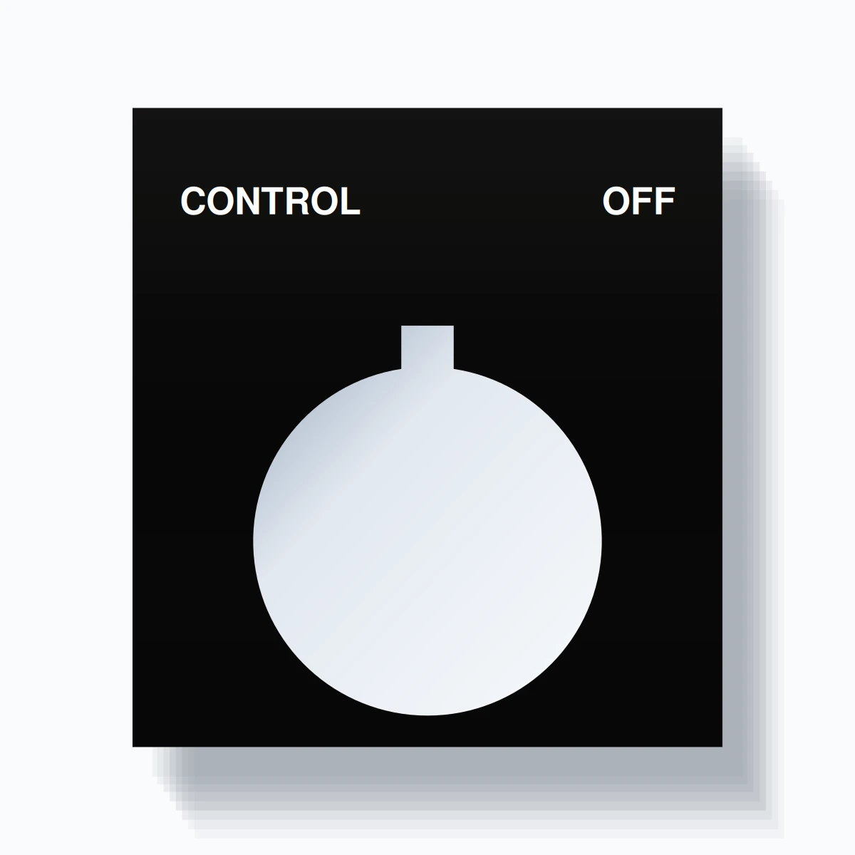 22mm Ring Tag – CONTROL OFF, Two-Line Square, Allen-Bradley Compatible, White on Black