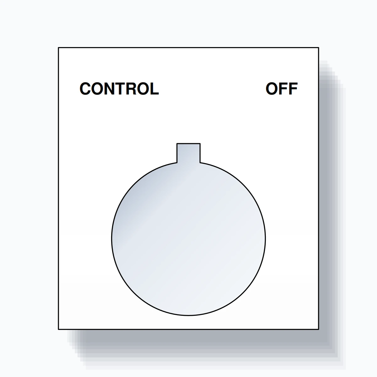 22mm Ring Tag – CONTROL OFF, Two-Line Square, Allen-Bradley Compatible, Black on White