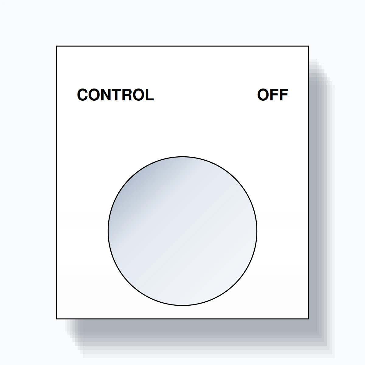 22mm Ring Tag – CONTROL OFF, Two-Line Square, Black on White