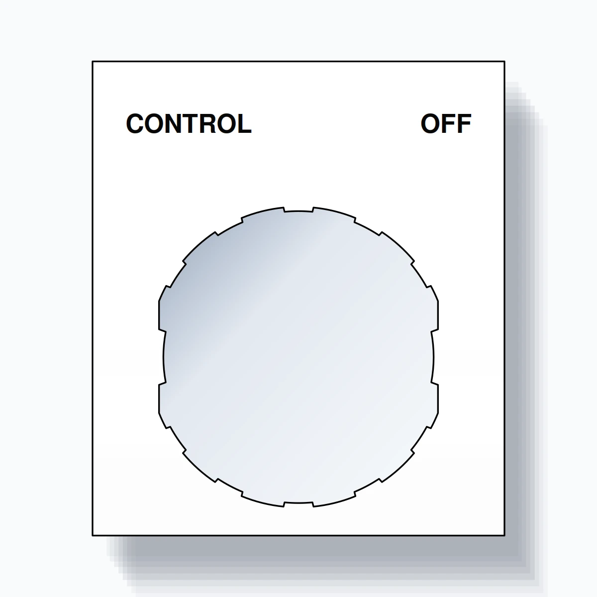 22mm Ring Tag – CONTROL OFF, Two-Line Square, Schneider Electric Compatible, Black on White