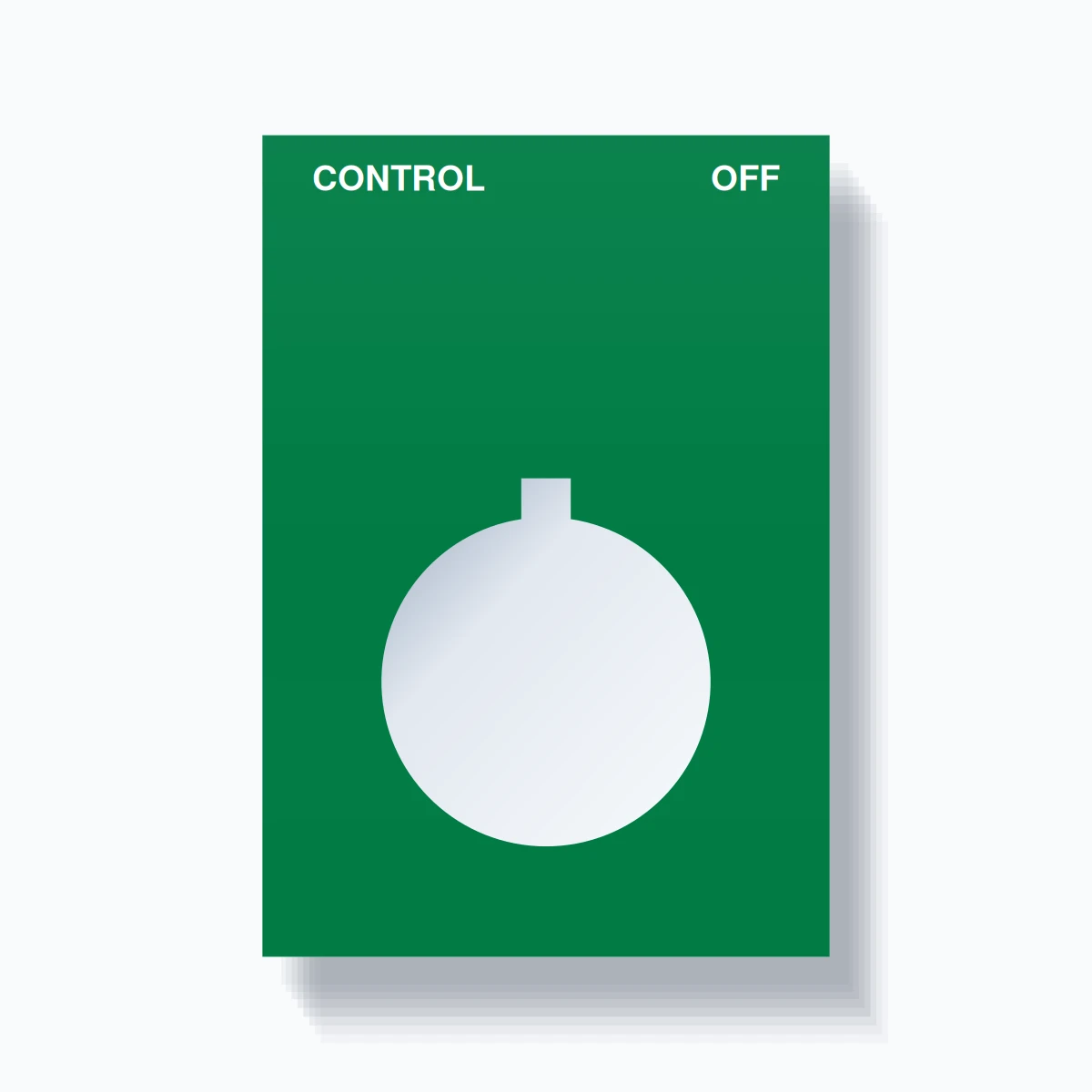22mm Ring Tag – CONTROL OFF, Two-Line Squared, Allen-Bradley Compatible, White on Green