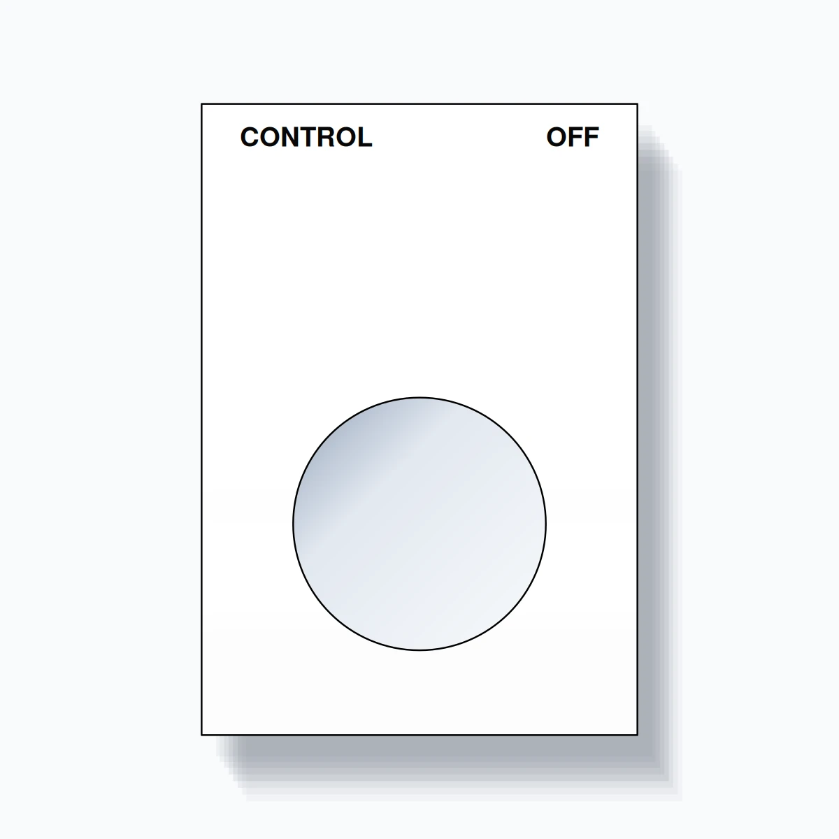 22mm Ring Tag – CONTROL OFF, Two-Line Squared, Black on White