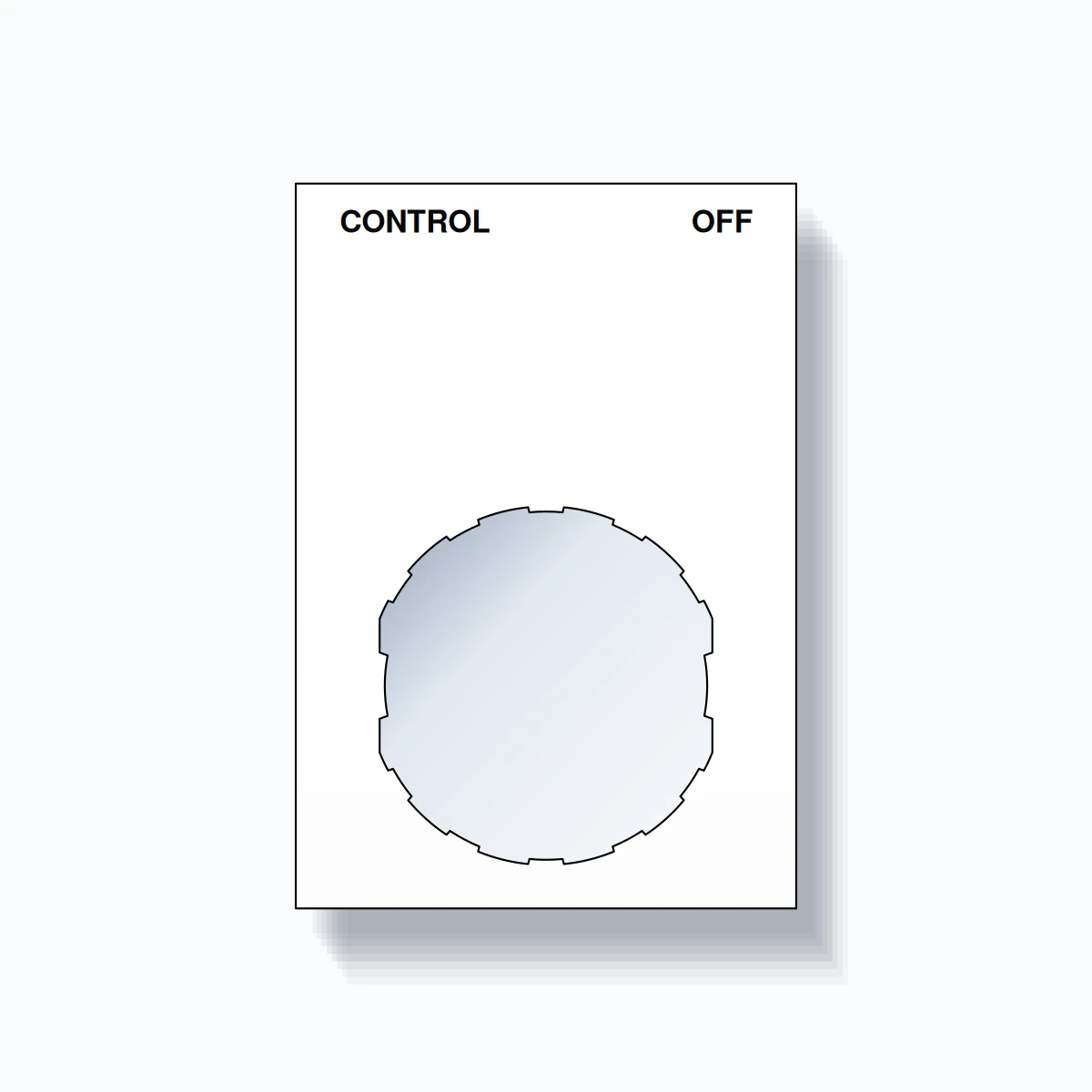 22mm Ring Tag – CONTROL OFF, Two-Line Squared, Schneider Electric Compatible, Black on White