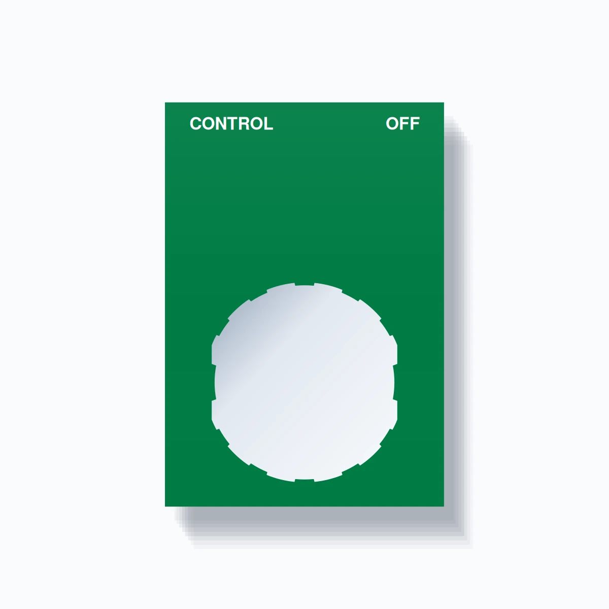 22mm Ring Tag – CONTROL OFF, Two-Line Squared, Schneider Electric Compatible, White on Green
