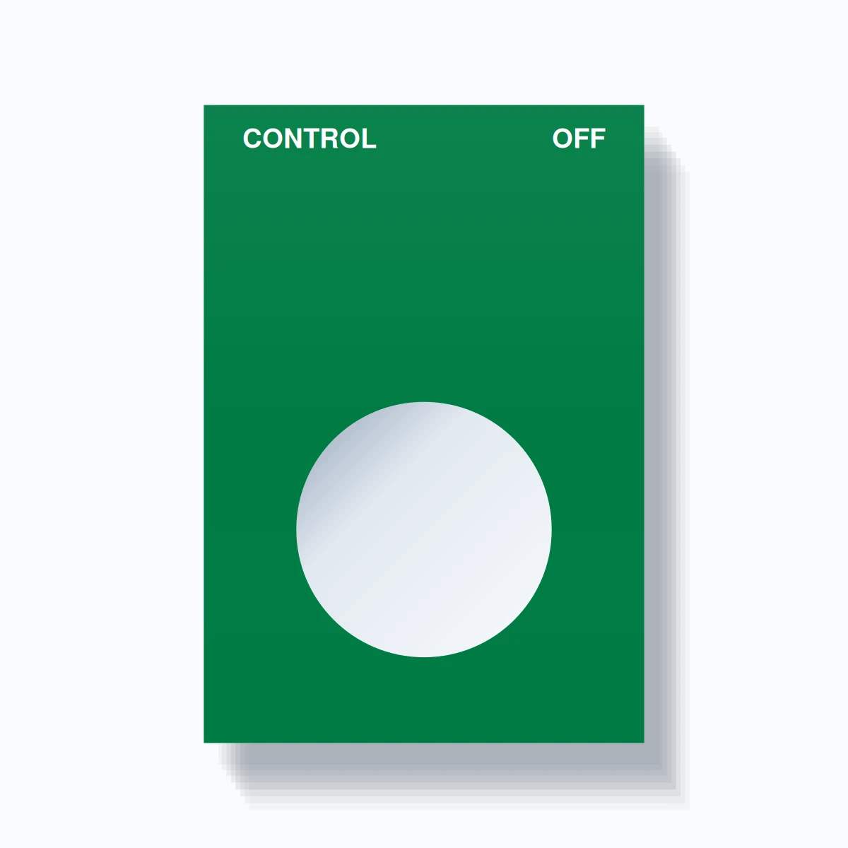 22mm Ring Tag – CONTROL OFF, Two-Line Squared, White on Green