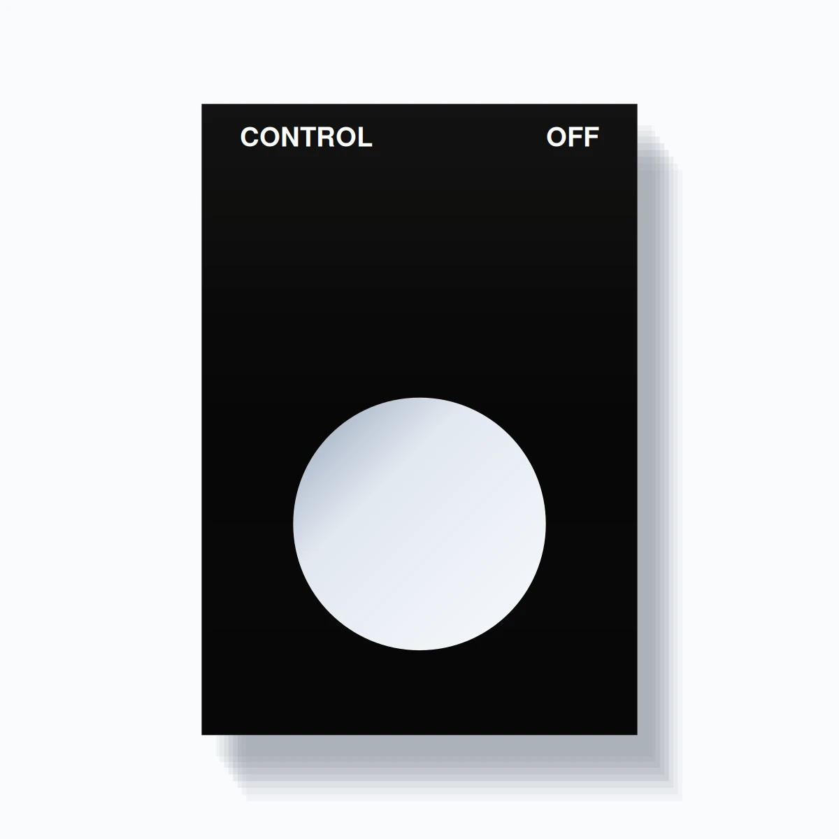 22mm Ring Tag – CONTROL OFF, Two-Line Squared, White on Black