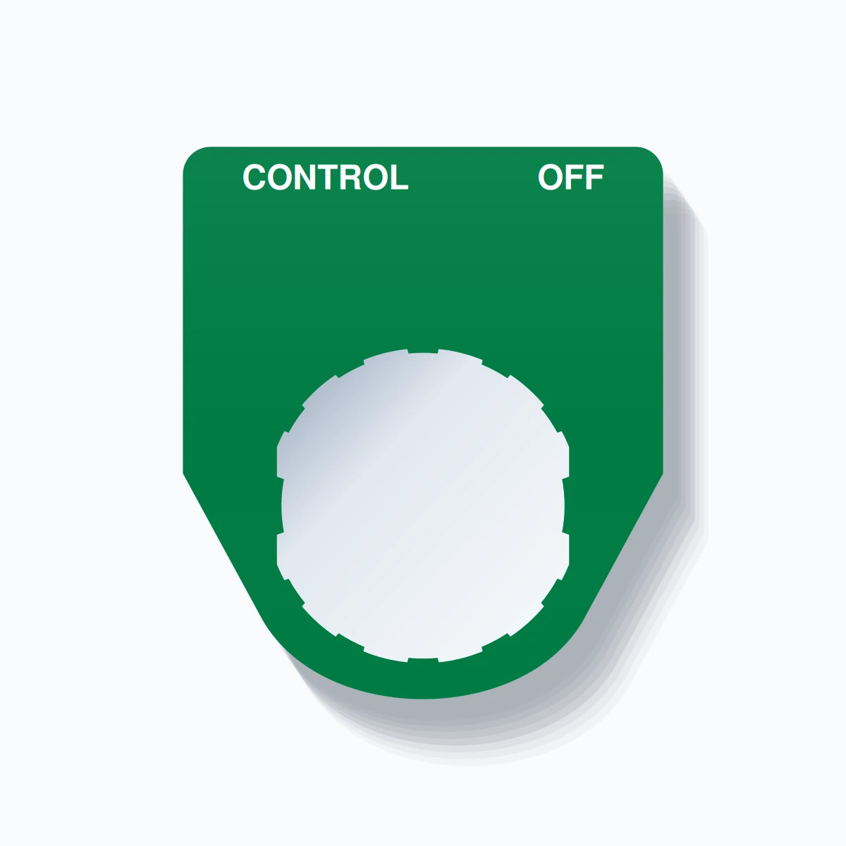 22mm Ring Tag – CONTROL OFF, Two-Line Traditional, Schneider Electric Compatible, White on Green