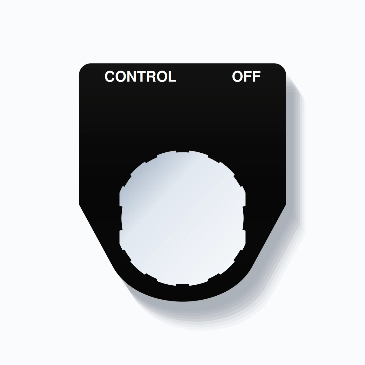 22mm Ring Tag – CONTROL OFF, Two-Line Traditional, Schneider Electric Compatible, White on Black