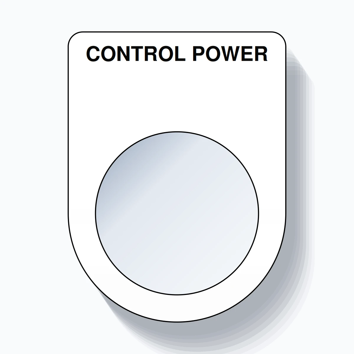 22mm Ring Tag – CONTROL POWER, Single-Line Slim, Black on White