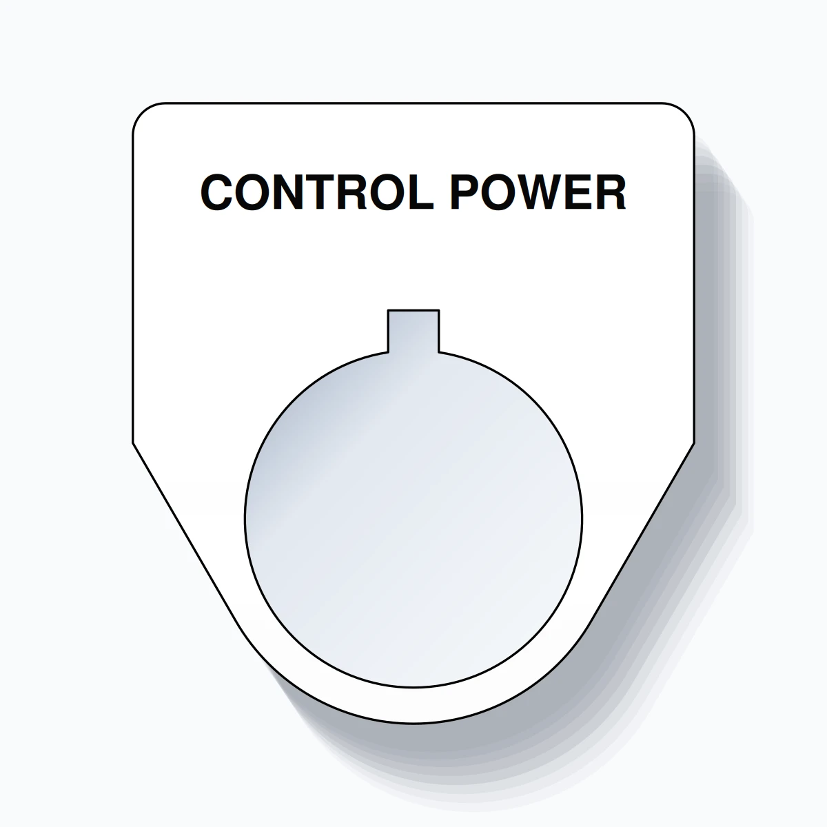 22mm Ring Tag – CONTROL POWER, Single-Line Traditional, Allen-Bradley Compatible, Black on White