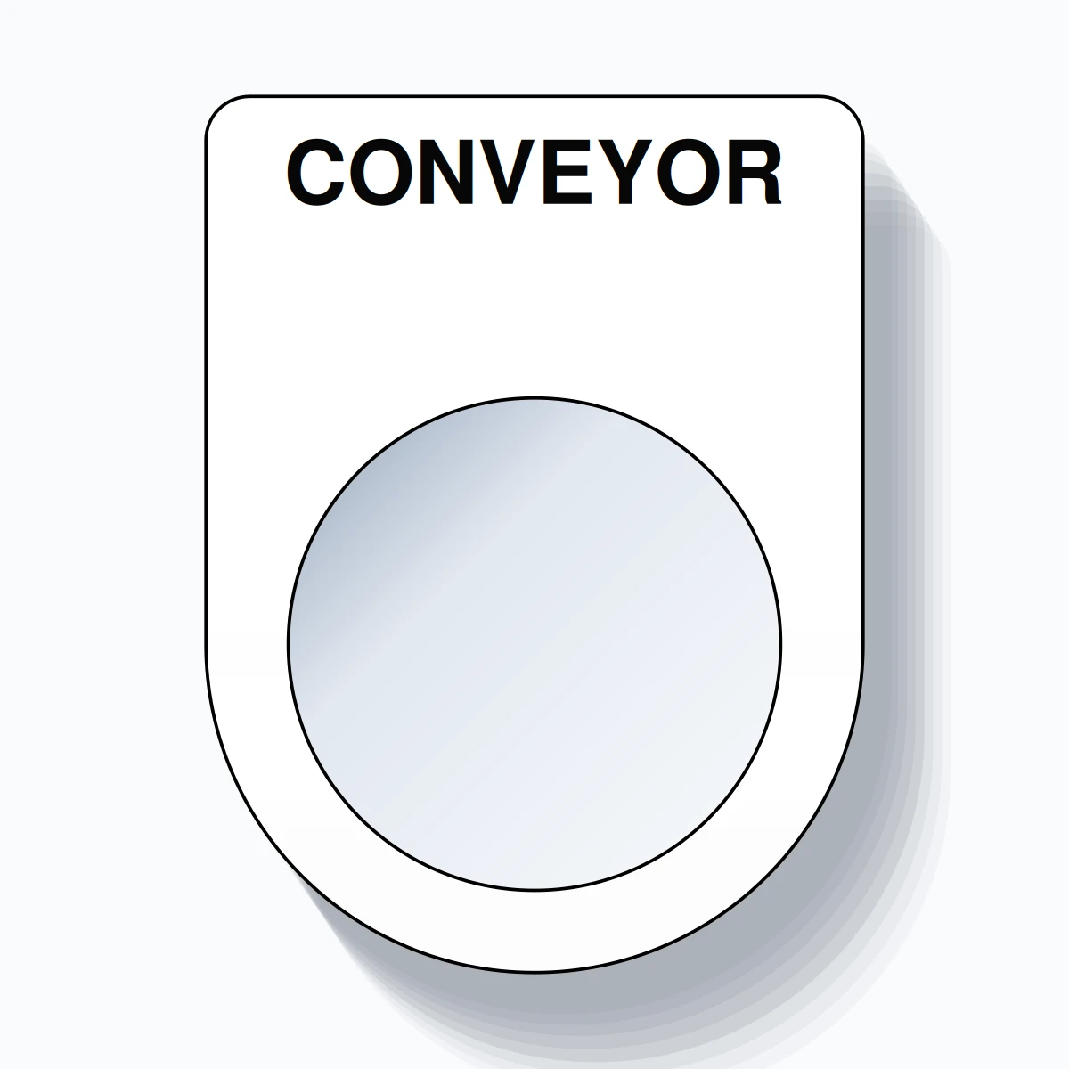 22mm Ring Tag – CONVEYOR, Single-Line Slim, Black on White