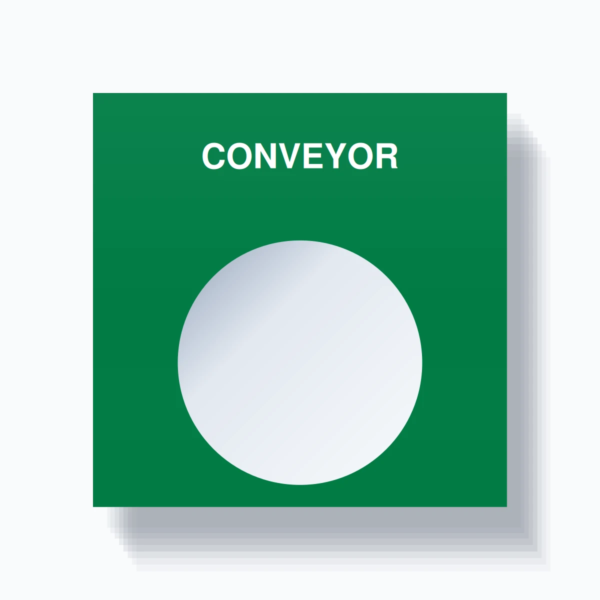 22mm Ring Tag – CONVEYOR, Single-Line Square, White on Green