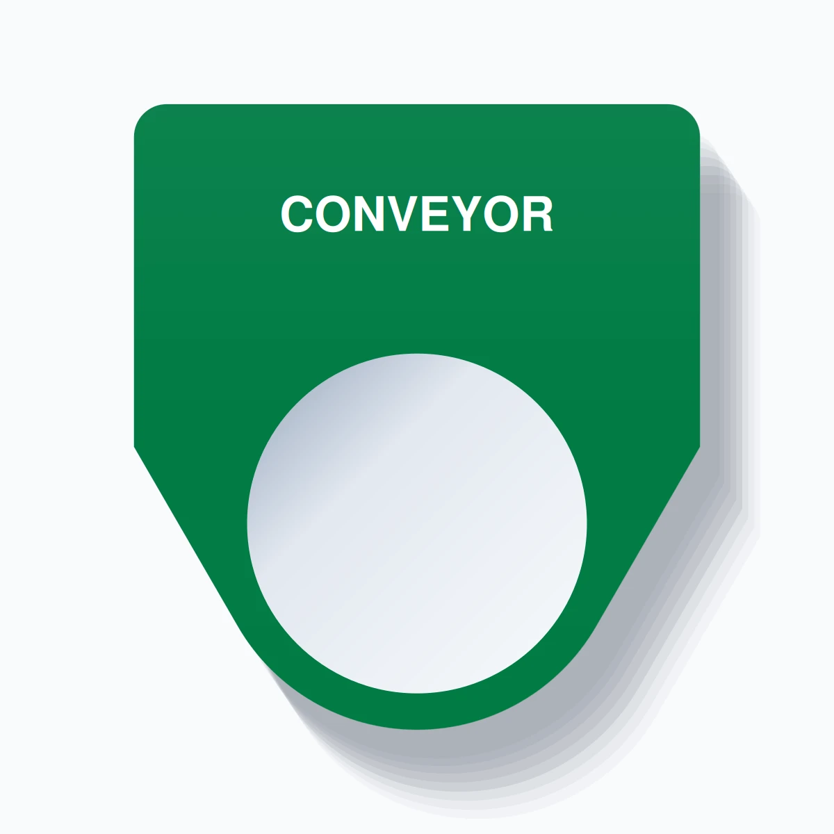 22mm Ring Tag – CONVEYOR, Single-Line Traditional, White on Green