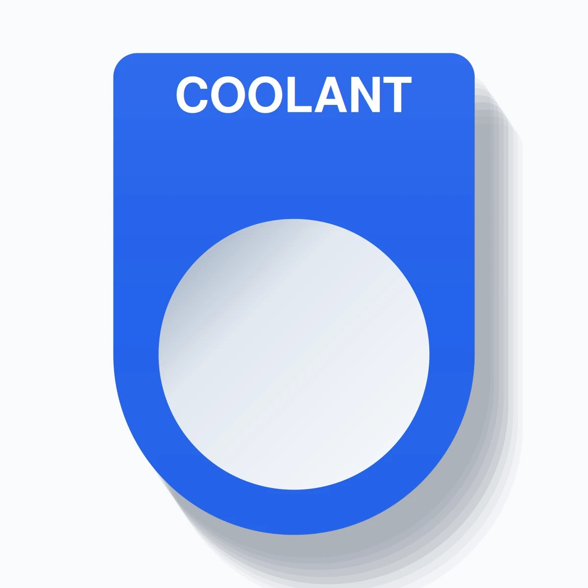 22mm Ring Tag – COOLANT, Single-Line Slim, White on Blue