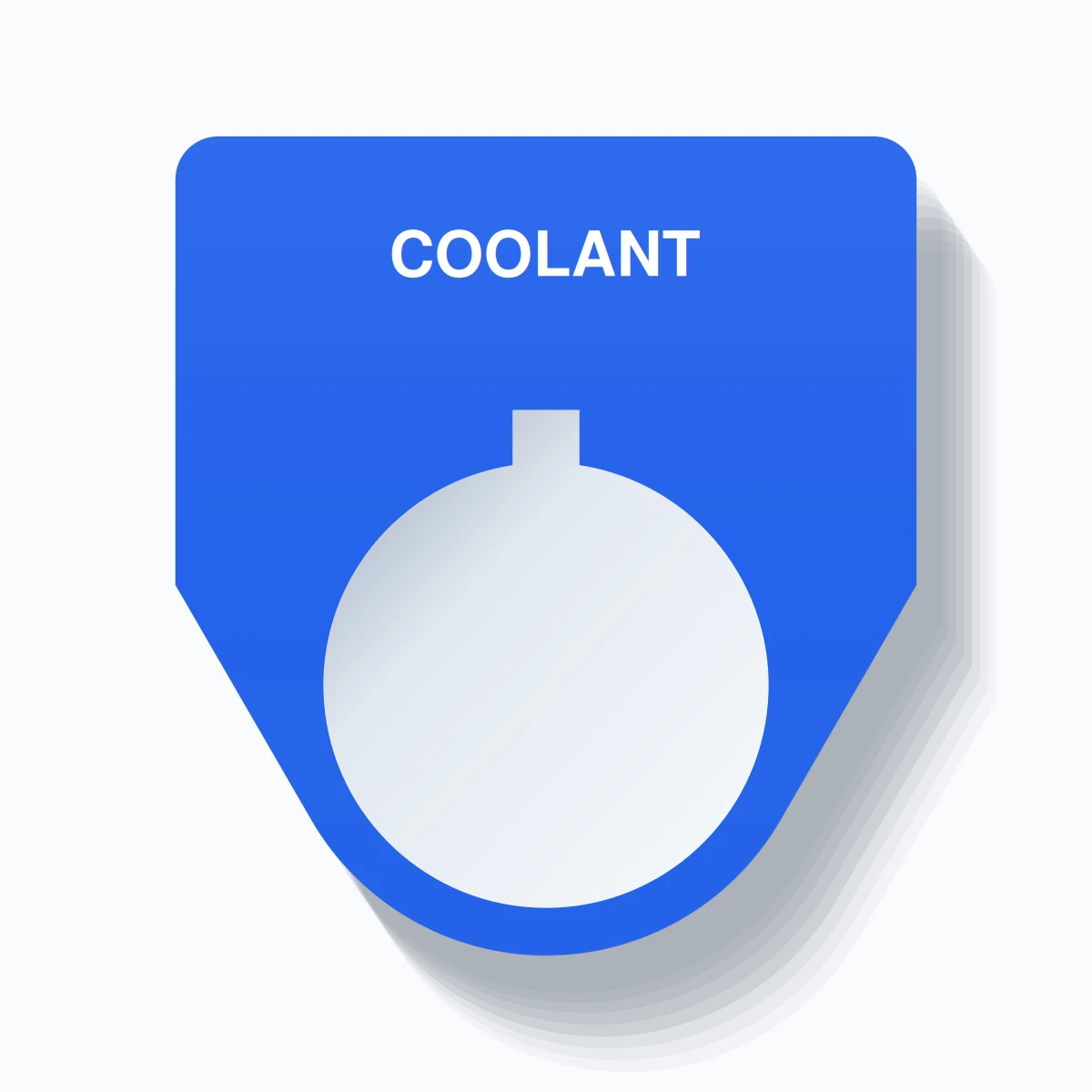 22mm Ring Tag – COOLANT, Single-Line Traditional, Allen-Bradley Compatible, White on Blue
