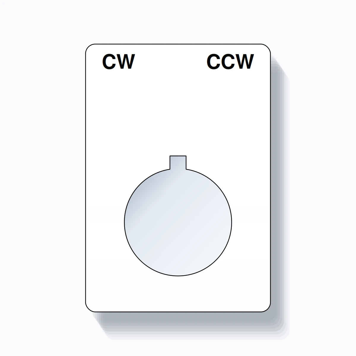 22mm Ring Tag – CW CCW, Two-Line Rounded, Allen-Bradley Compatible, Black on White