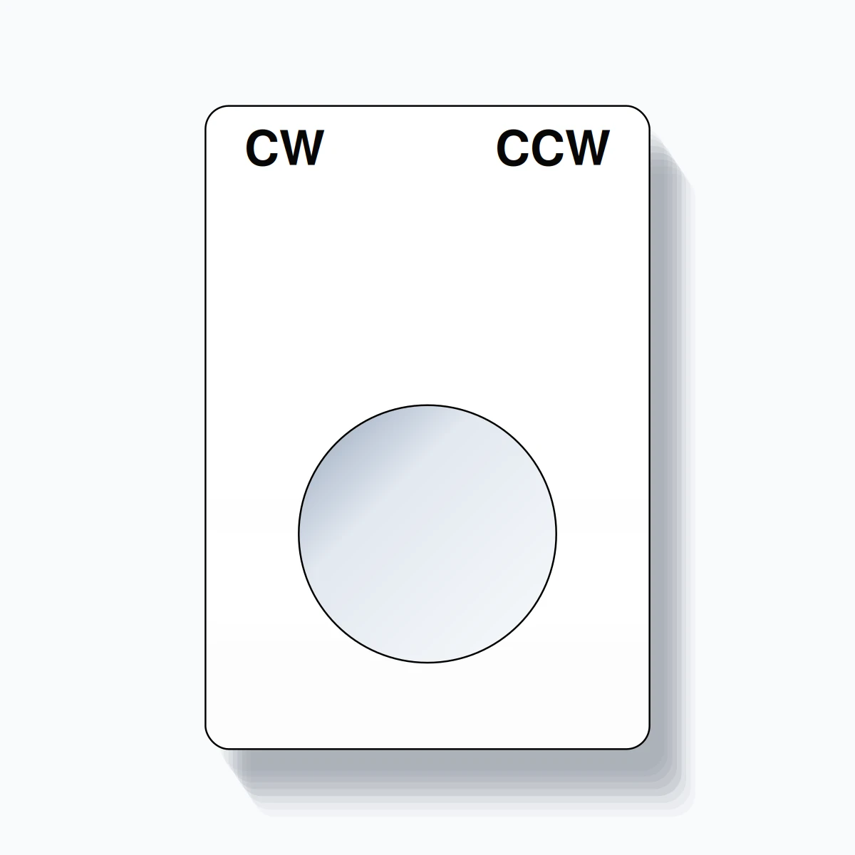 22mm Ring Tag – CW CCW, Two-Line Rounded, Black on White