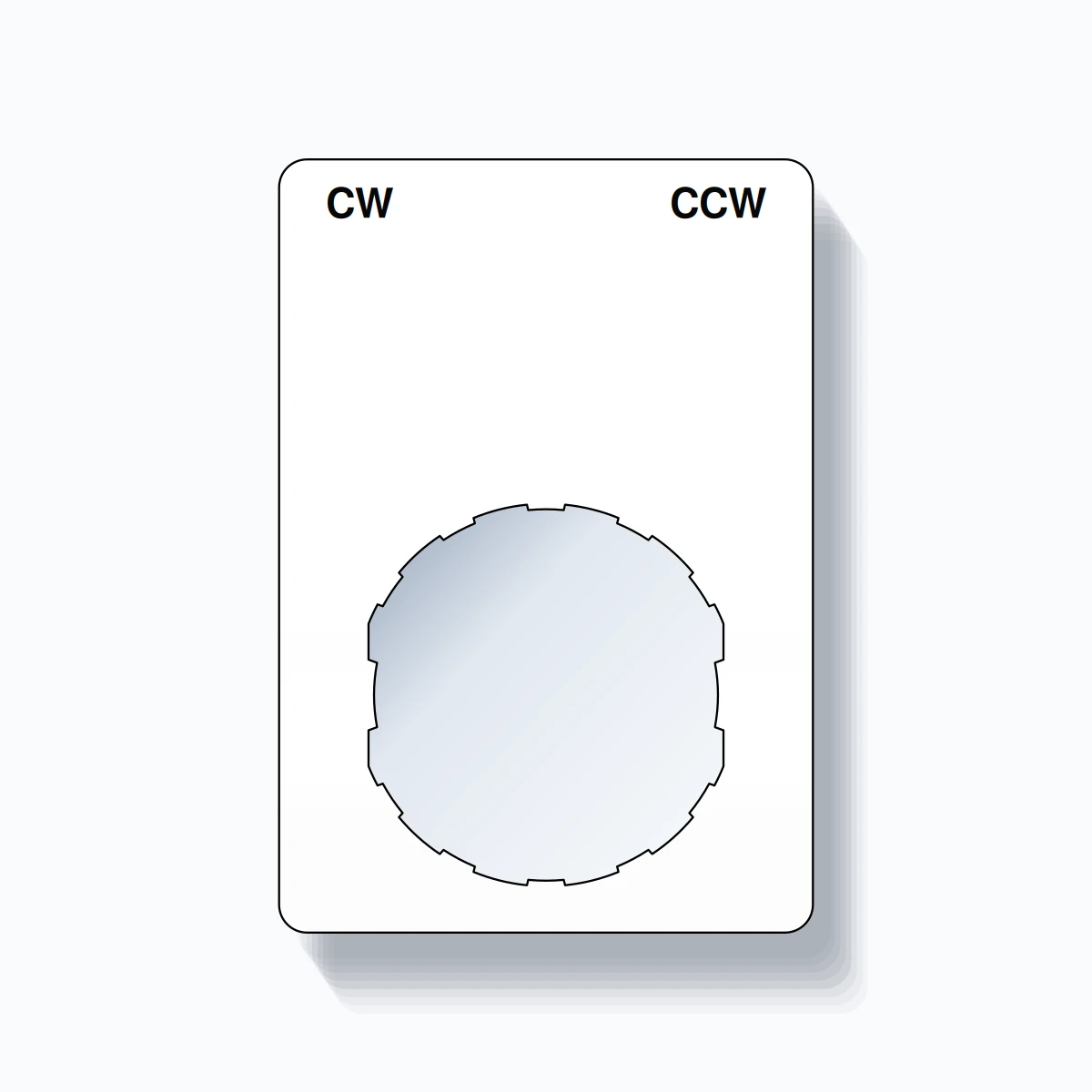 22mm Ring Tag – CW CCW, Two-Line Rounded, Schneider Electric Compatible, Black on White