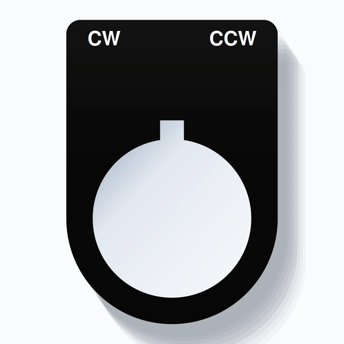 22mm Ring Tag – CW CCW, Two-Line Slim, Allen-Bradley Compatible, White on Black