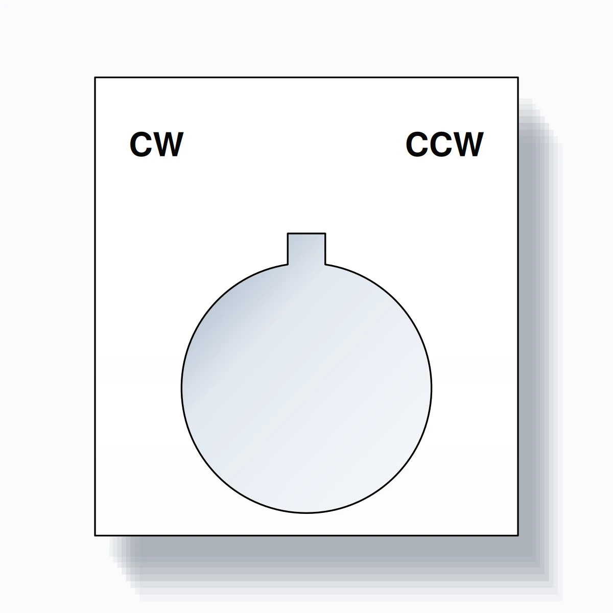 22mm Ring Tag – CW CCW, Two-Line Square, Allen-Bradley Compatible, Black on White