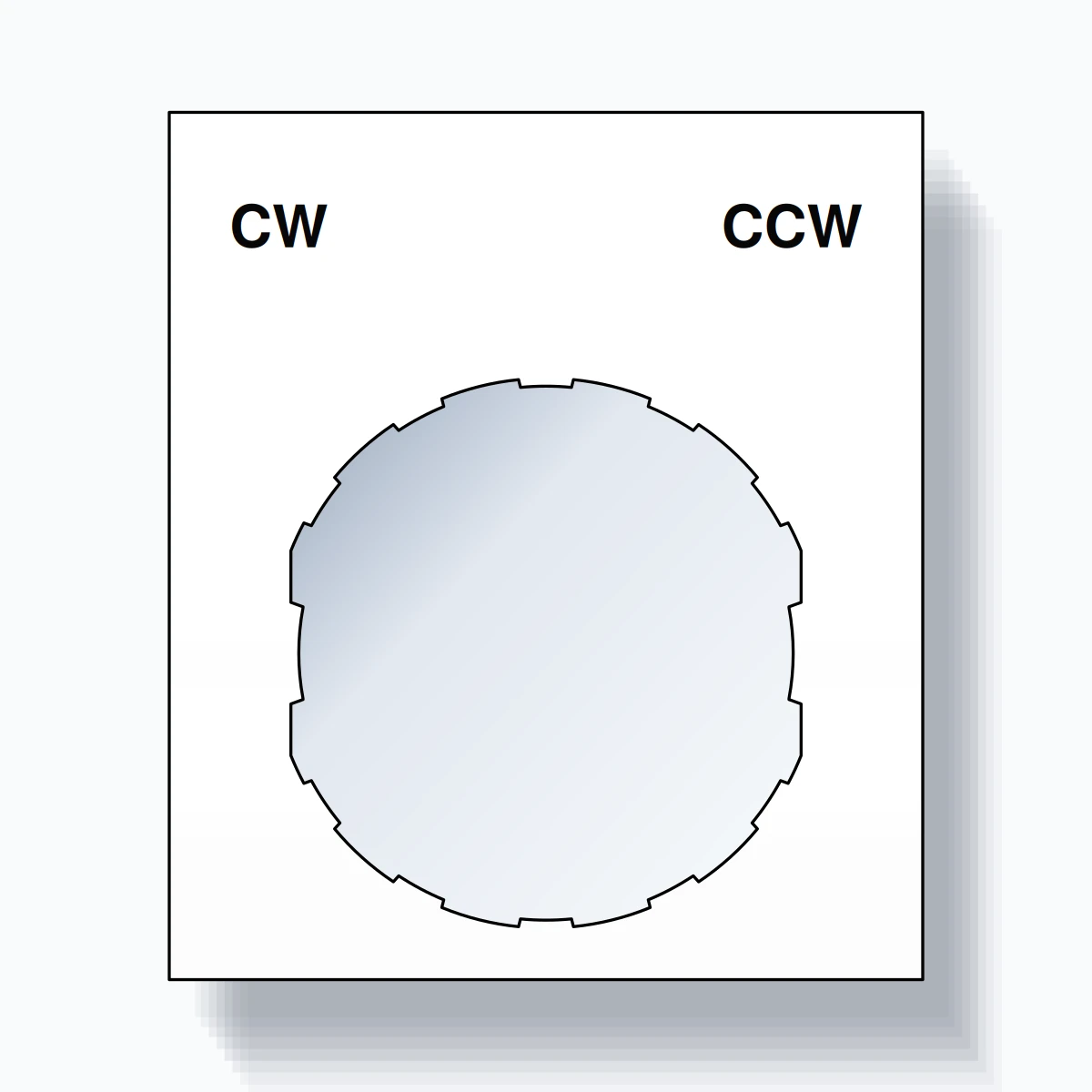22mm Ring Tag – CW CCW, Two-Line Square, Schneider Electric Compatible, Black on White