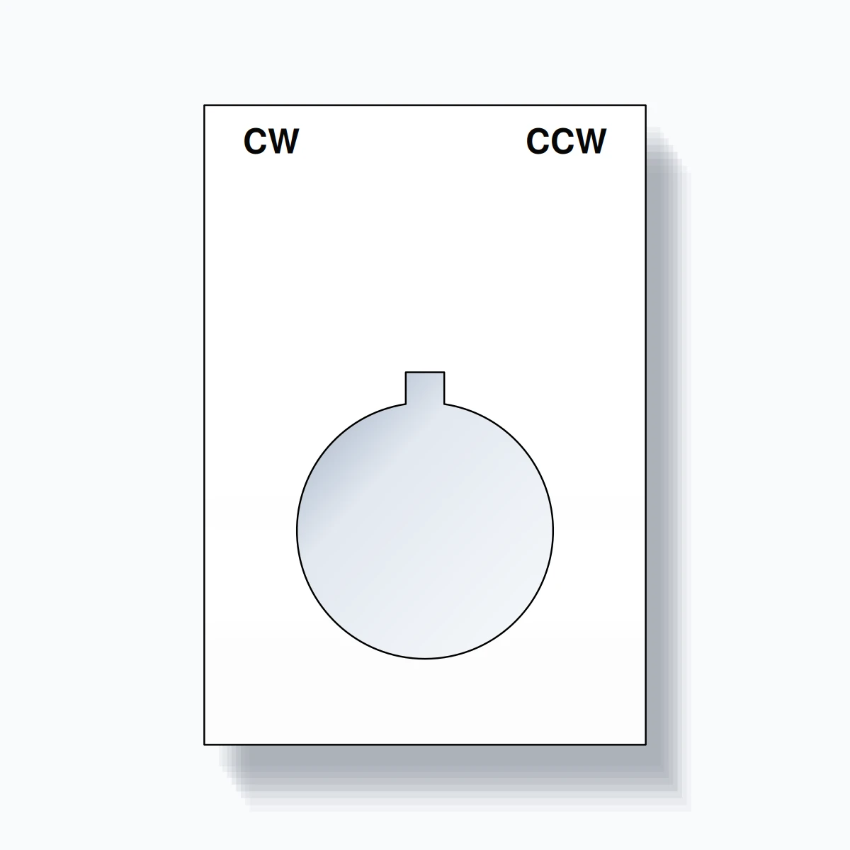 22mm Ring Tag – CW CCW, Two-Line Squared, Allen-Bradley Compatible, Black on White