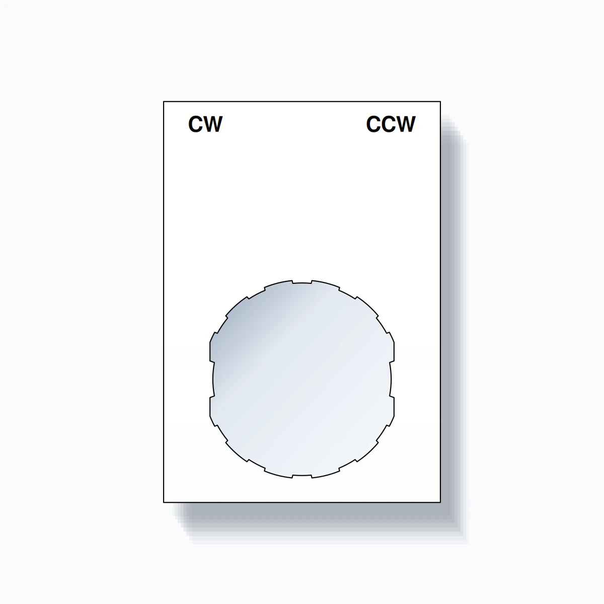 22mm Ring Tag – CW CCW, Two-Line Squared, Schneider Electric Compatible, Black on White