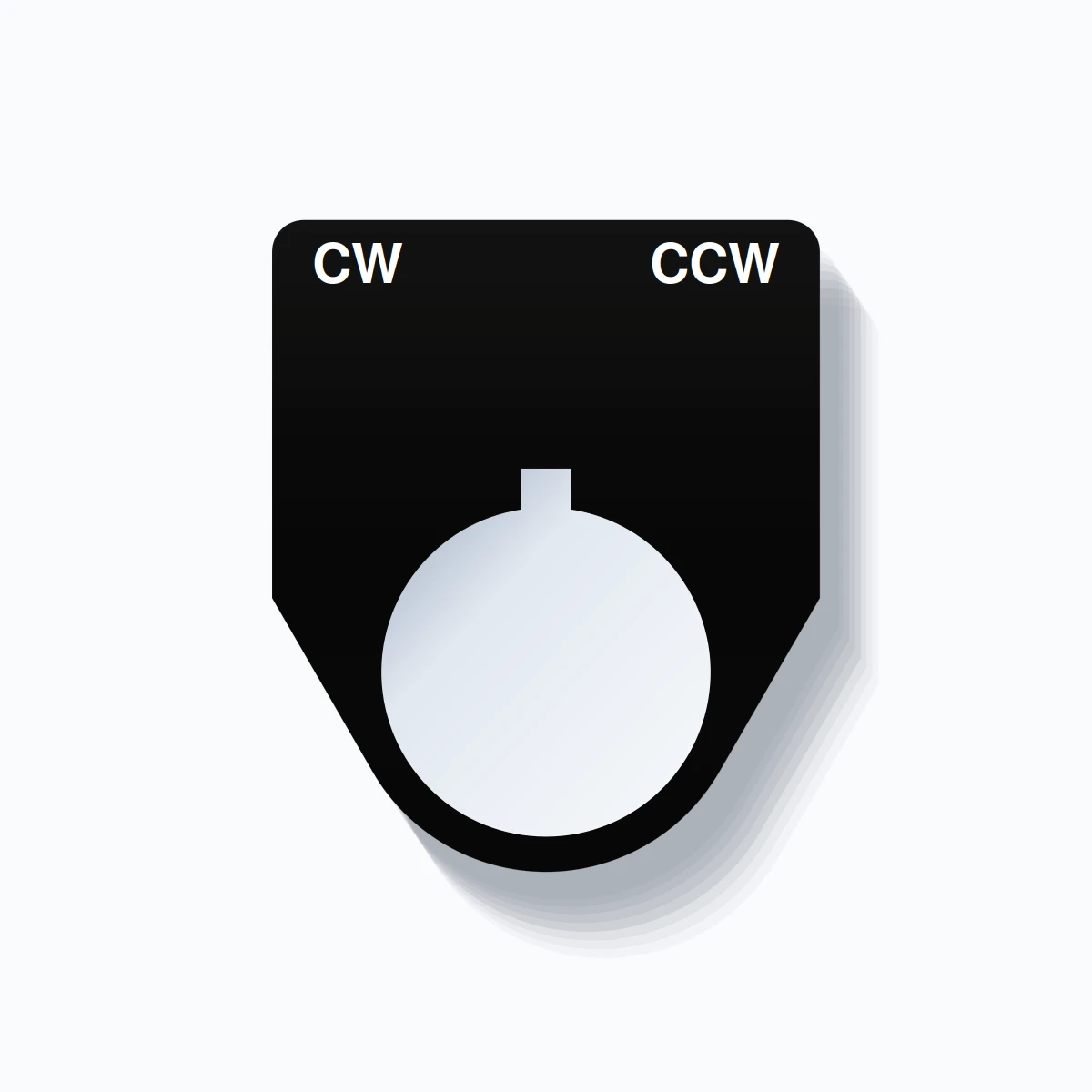 22mm Ring Tag – CW CCW, Two-Line Traditional, Allen-Bradley Compatible, White on Black