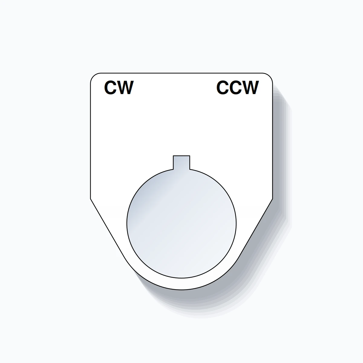 22mm Ring Tag – CW CCW, Two-Line Traditional, Allen-Bradley Compatible, Black on White