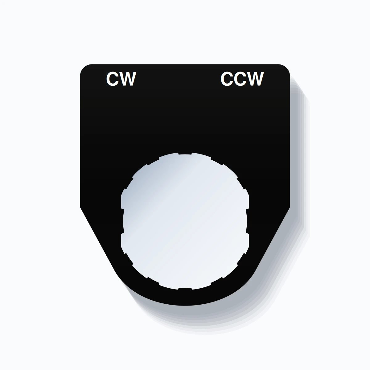 22mm Ring Tag – CW CCW, Two-Line Traditional, Schneider Electric Compatible, White on Black