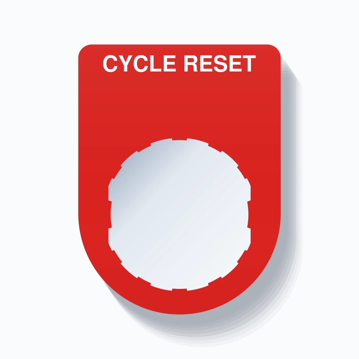 22mm Ring Tag – CYCLE RESET, Single-Line Slim, Schneider Electric Compatible, White on Red
