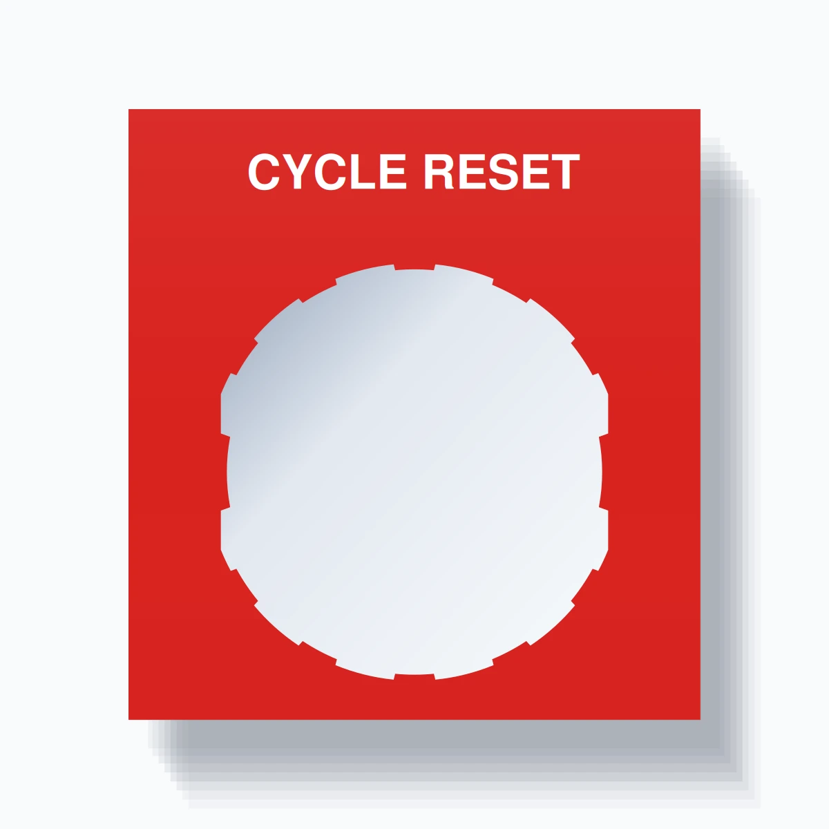 22mm Ring Tag – CYCLE RESET, Single-Line Square, Schneider Electric Compatible, White on Red