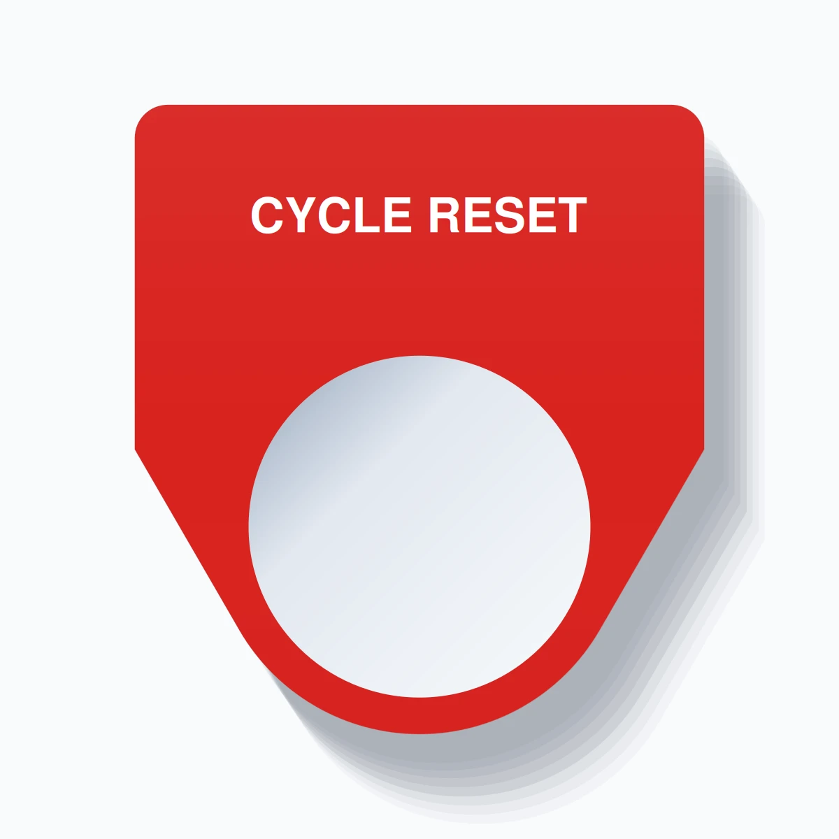 22mm Ring Tag – CYCLE RESET, Single-Line Traditional, White on Red
