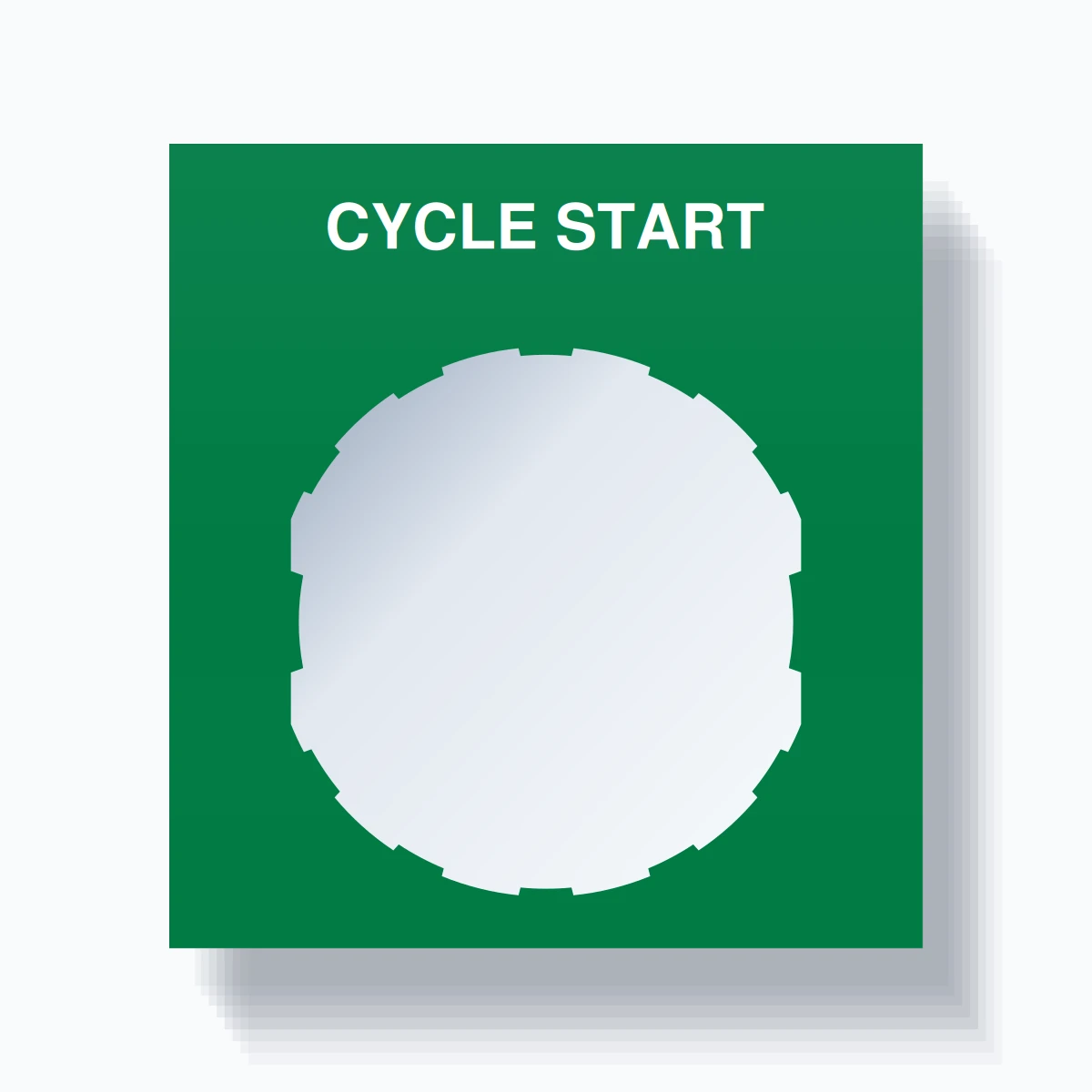 22mm Ring Tag – CYCLE START, Single-Line Square, Schneider Electric Compatible, White on Green