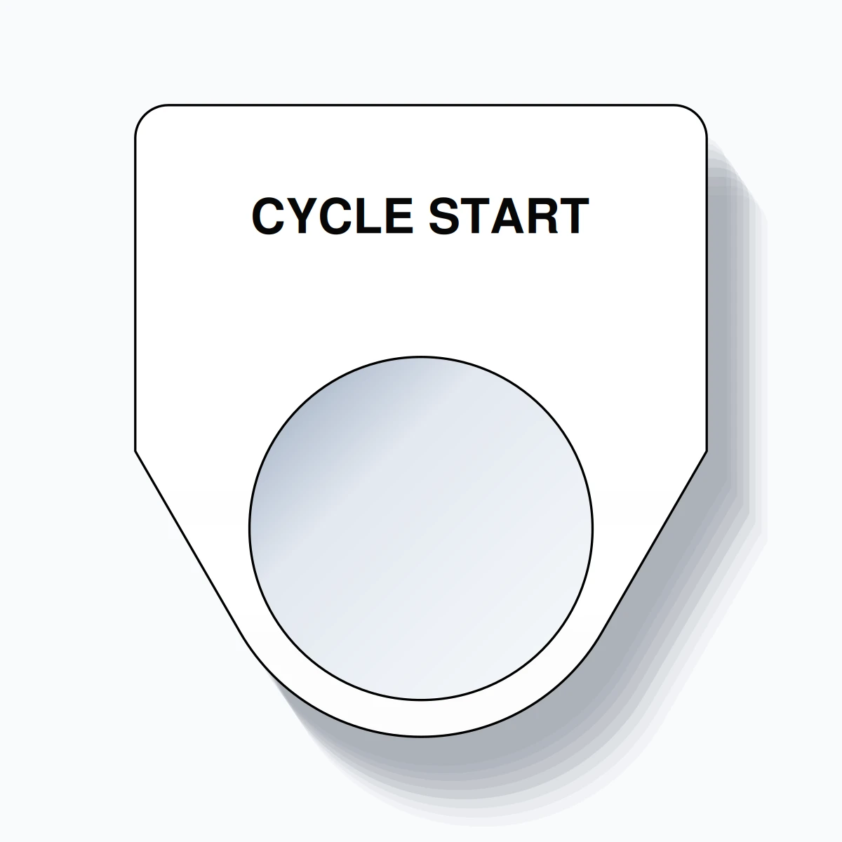 22mm Ring Tag – CYCLE START, Single-Line Traditional, Black on White
